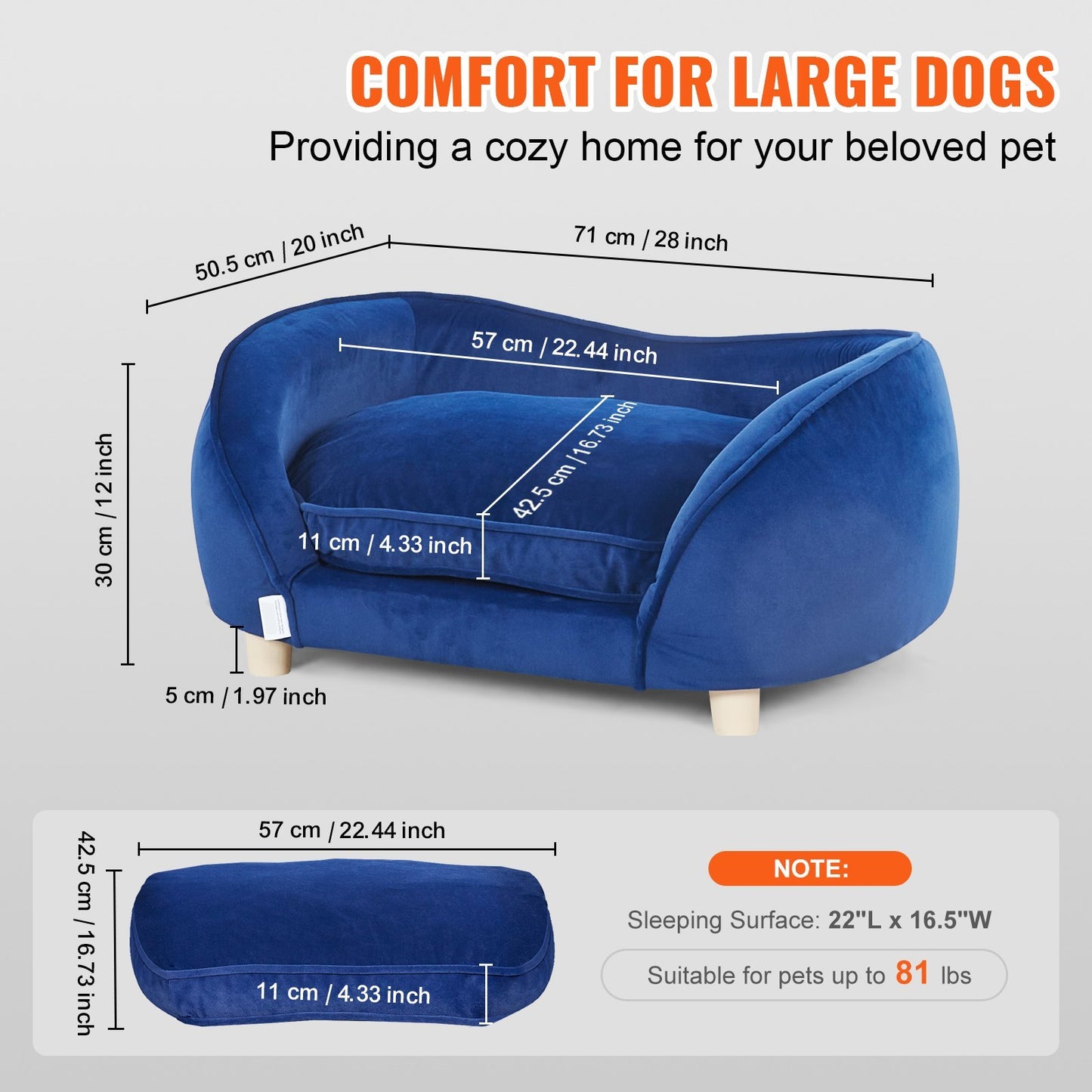 Blue Velvet Pet Sofa Bed
