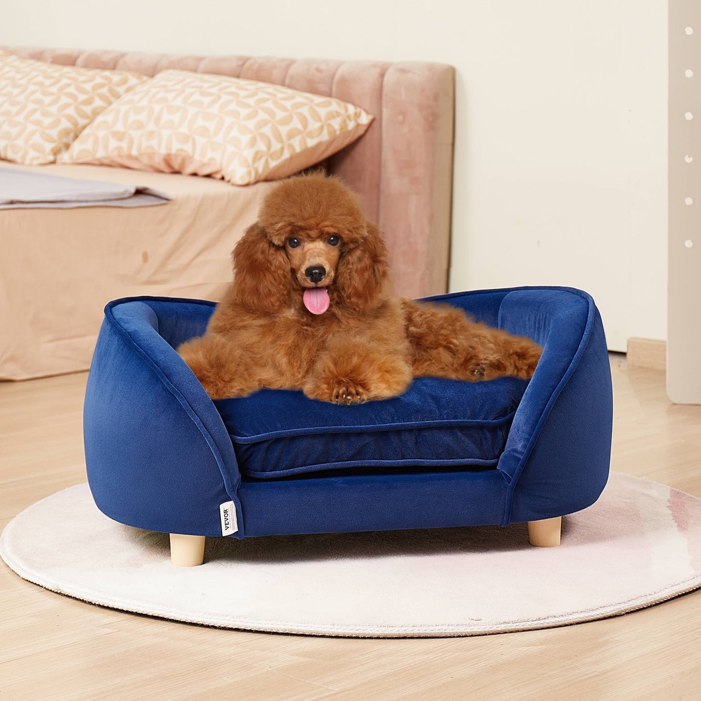 Blue Velvet Pet Sofa Bed