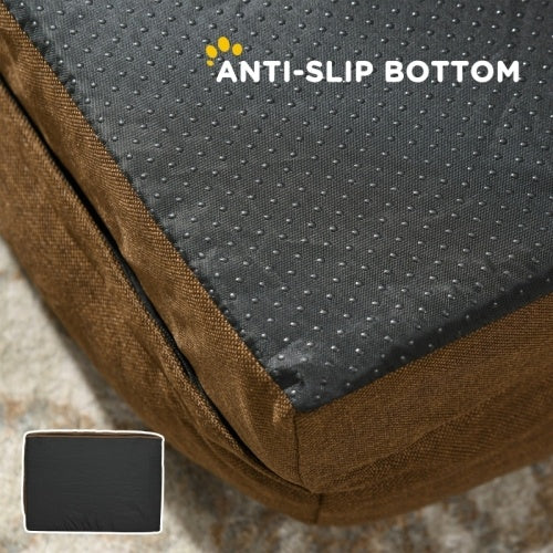 Calming Brown Flannel/Velvet Dog Bed