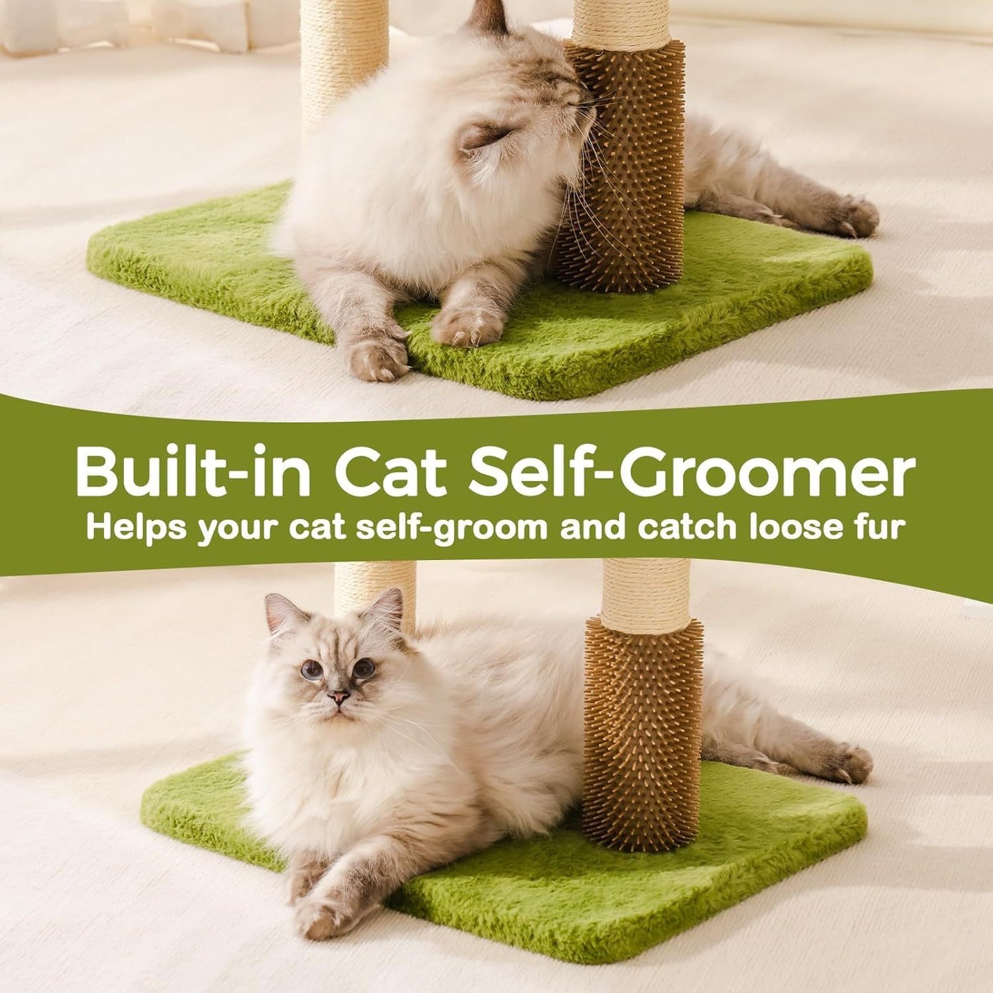 Green Cat Tree with Oversized Bed & Sisal Posts