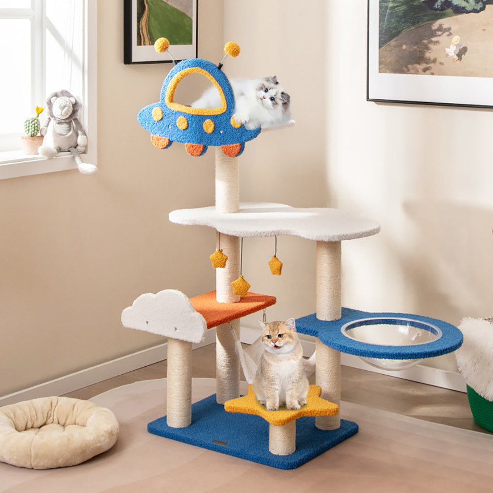 49" Space-Themed Cat Tree with Capsule & Hammock