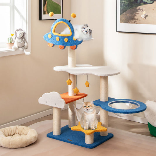 49" Space-Themed Cat Tree with Capsule & Hammock