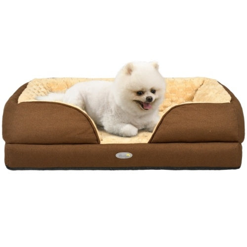 Calming Brown Flannel/Velvet Dog Bed