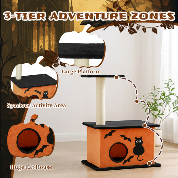Halloween Cat Tree with Condo
