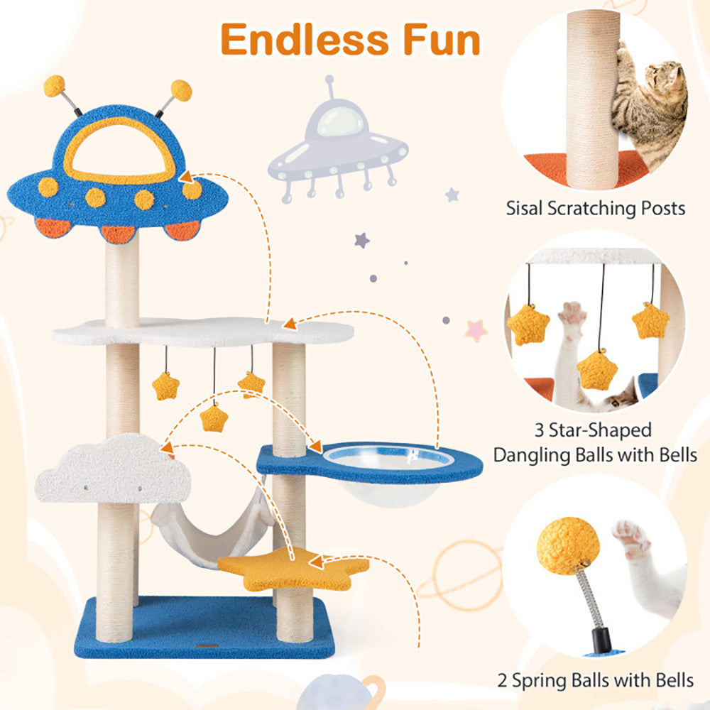 49" Space-Themed Cat Tree with Capsule & Hammock