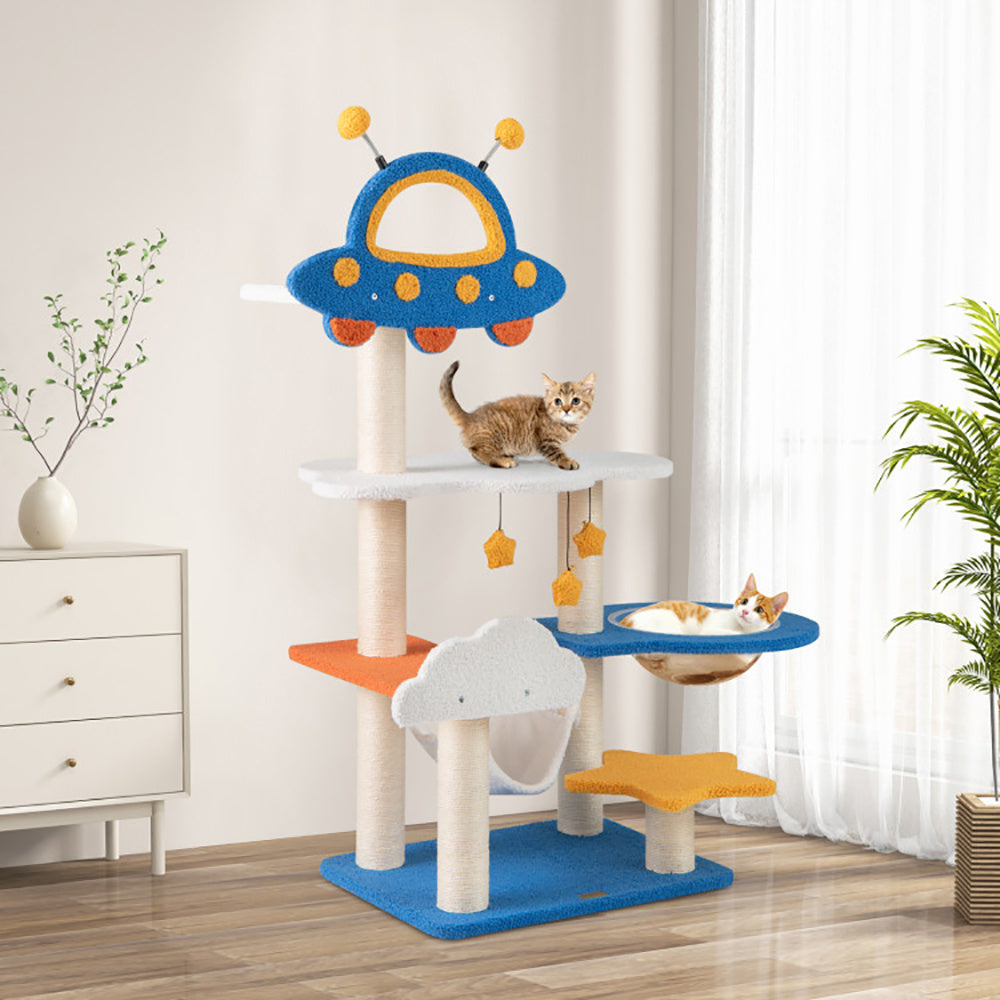 49" Space-Themed Cat Tree with Capsule & Hammock