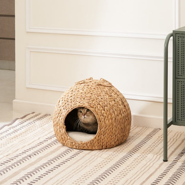 Rattan Woven Cat Bed Cave