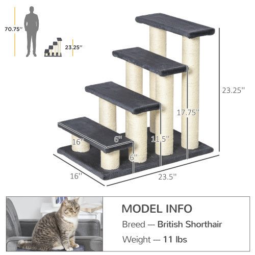 Cat Tree with 4 Steps & Sisal Posts