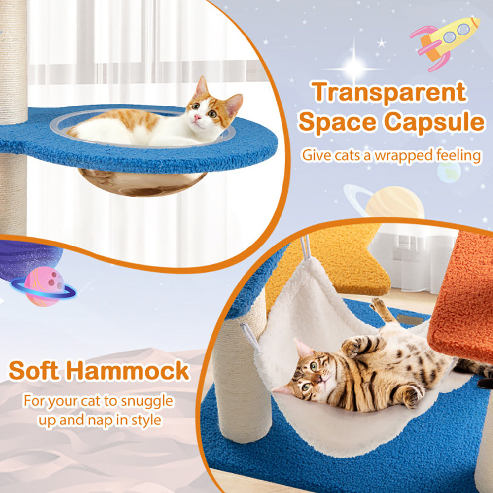 49" Space-Themed Cat Tree with Capsule & Hammock
