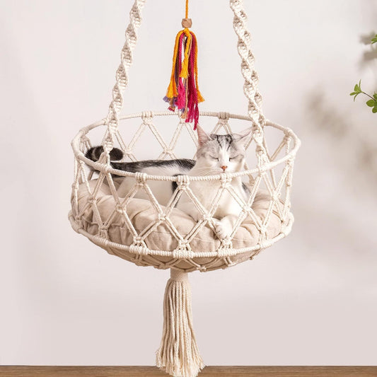 Boho Macrame Cat Hammock Bed