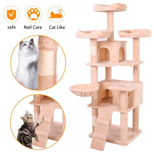 63" Multi-Level Cat Tree with Plush Cover
