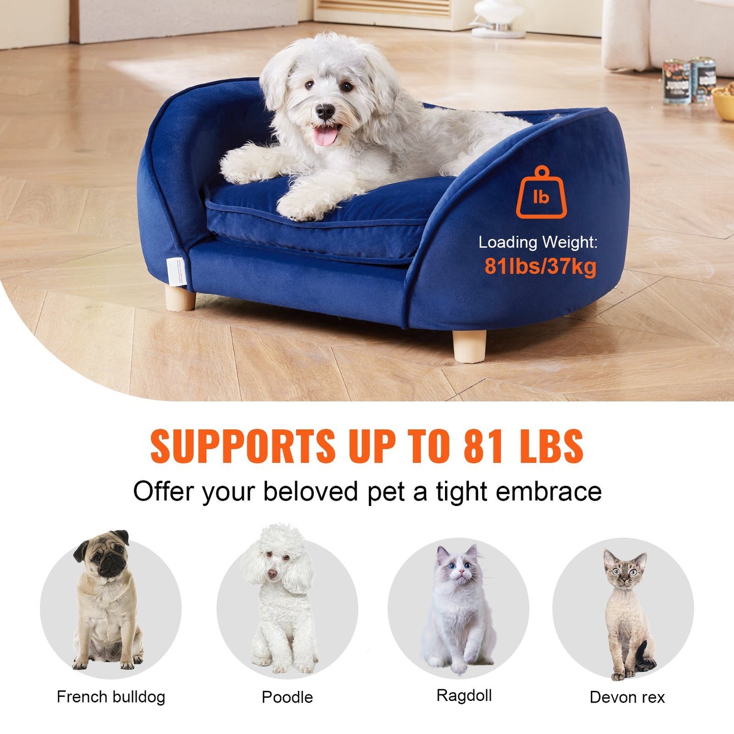 Blue Velvet Pet Sofa Bed