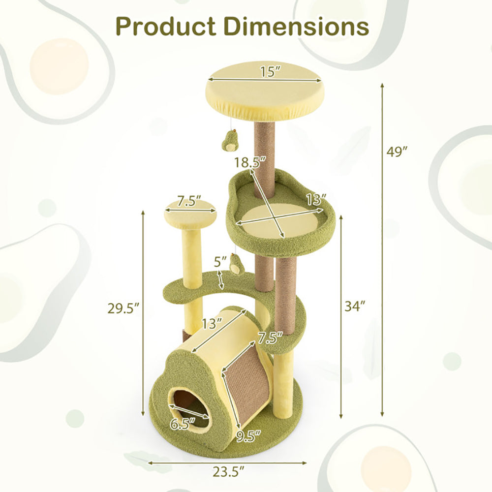 49" Multi-Level Avocado Cat Tree