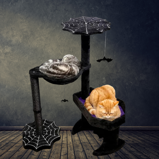 35" Gothic Cat Tree with Coffin Bed
