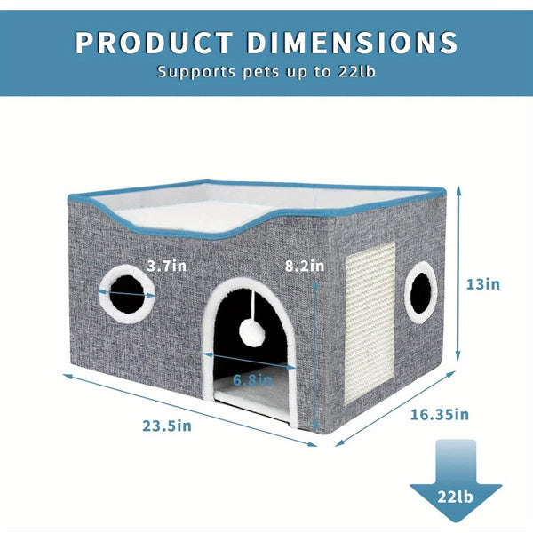 2-in-1 Cat Condo with Scratching Panel