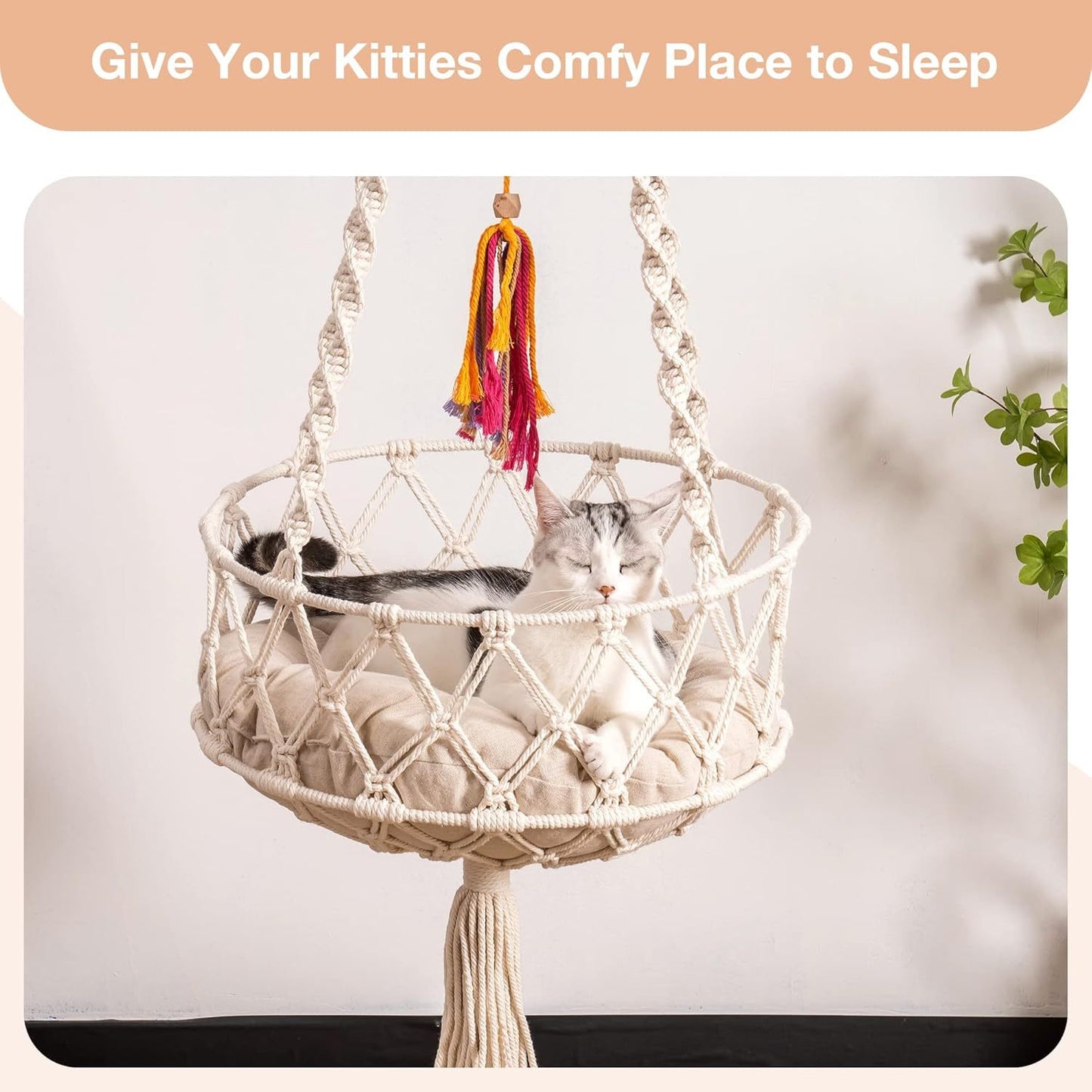 Boho Macrame Cat Hammock Bed