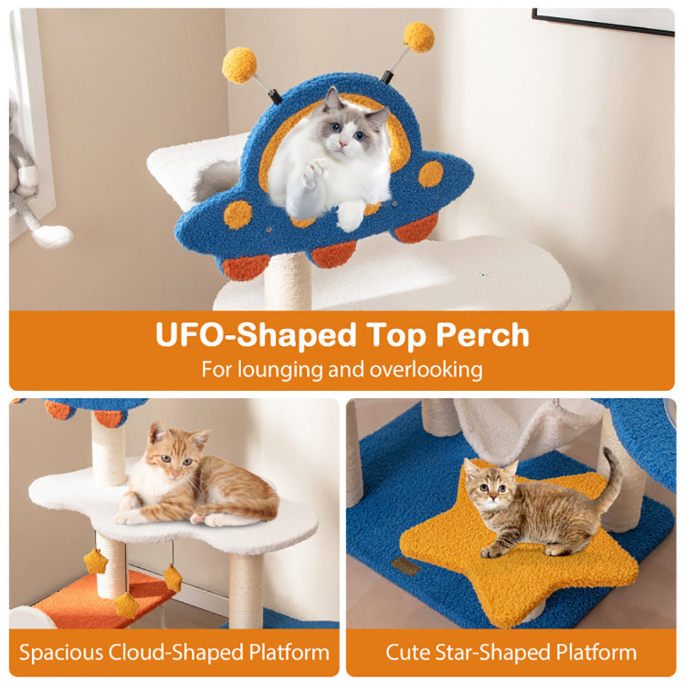 49" Space-Themed Cat Tree with Capsule & Hammock