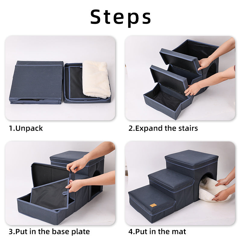 Foldable Dog Stairs with Storage
