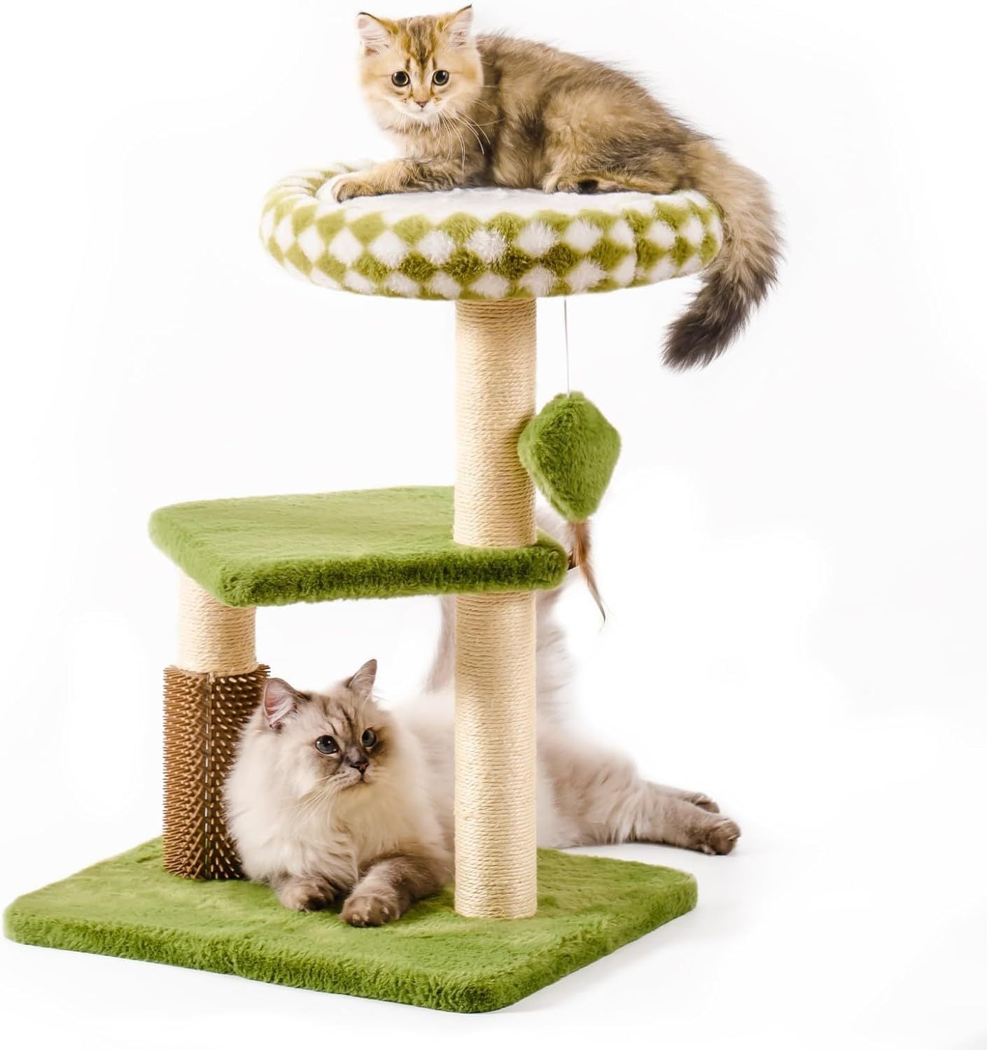 Green Cat Tree with Oversized Bed & Sisal Posts