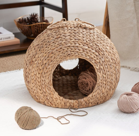 Rattan Woven Cat Bed Cave