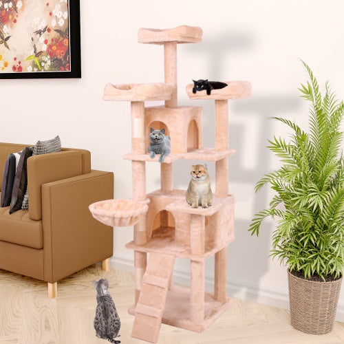 63" Multi-Level Cat Tree with Plush Cover