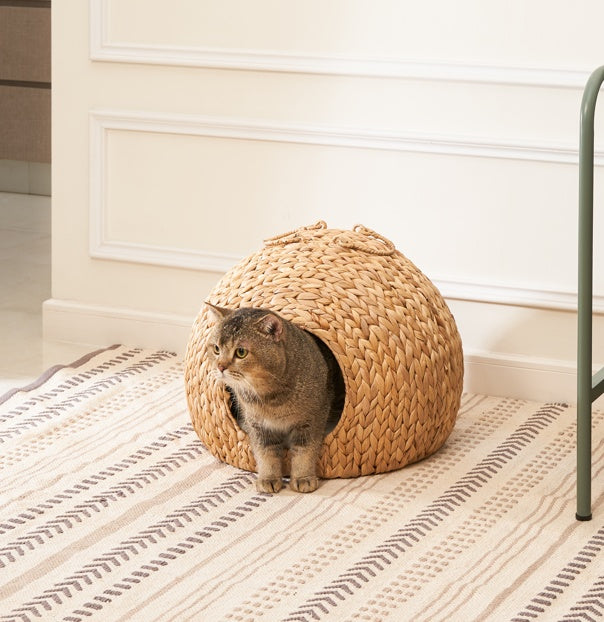Rattan Woven Cat Bed Cave