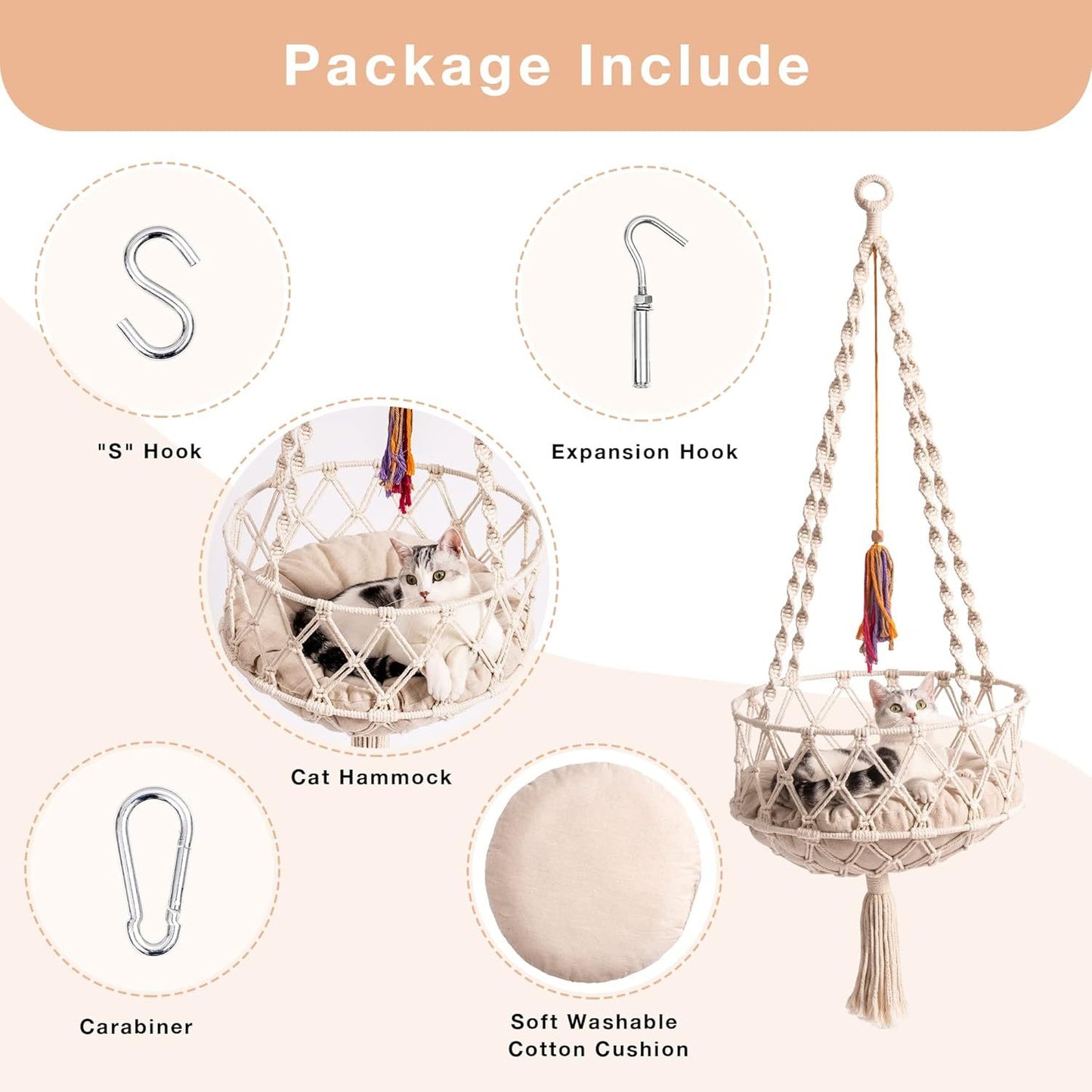 Boho Macrame Cat Hammock Bed