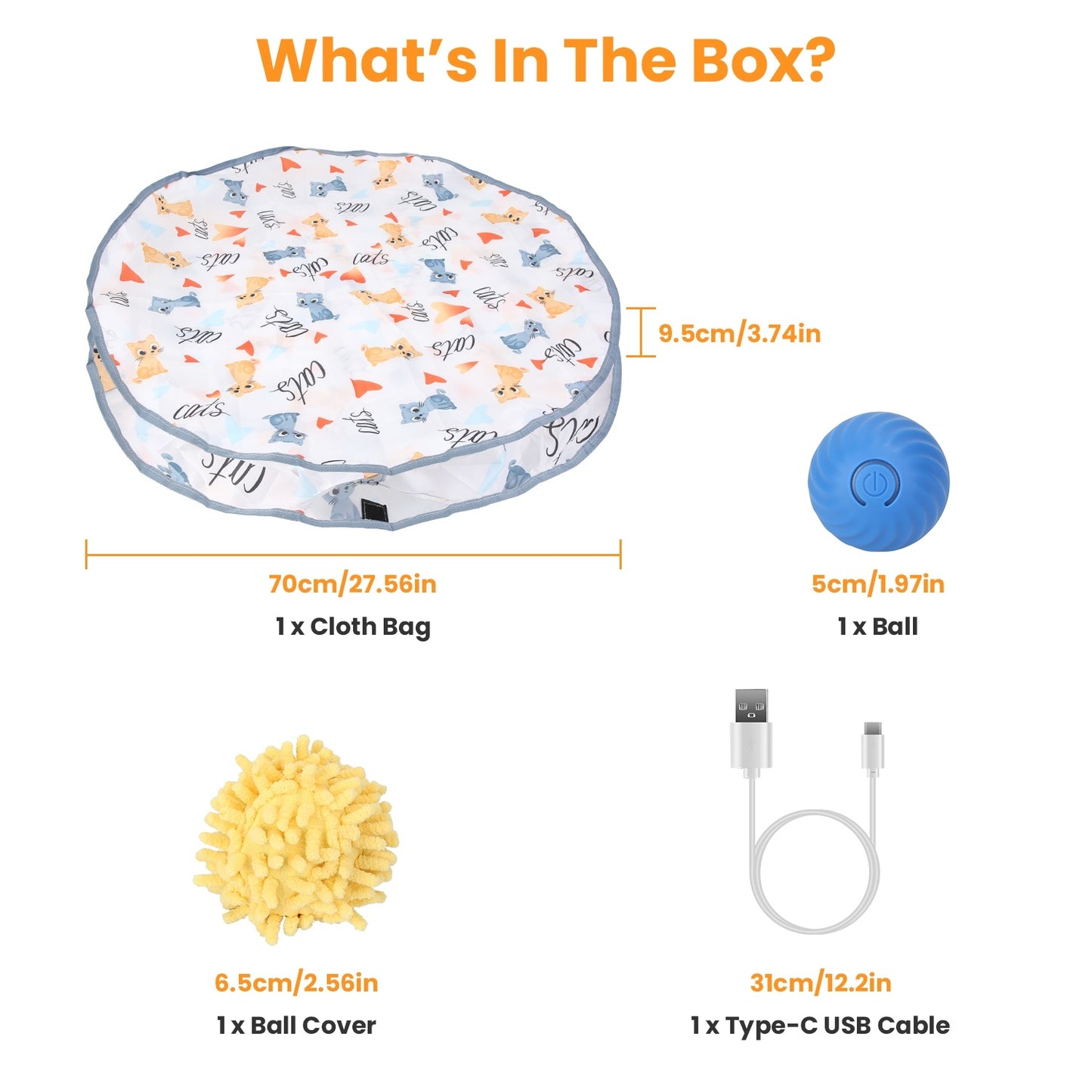 Interactive Cat Toy Ball with Cloth Bag