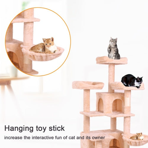 63" Multi-Level Cat Tree with Plush Cover