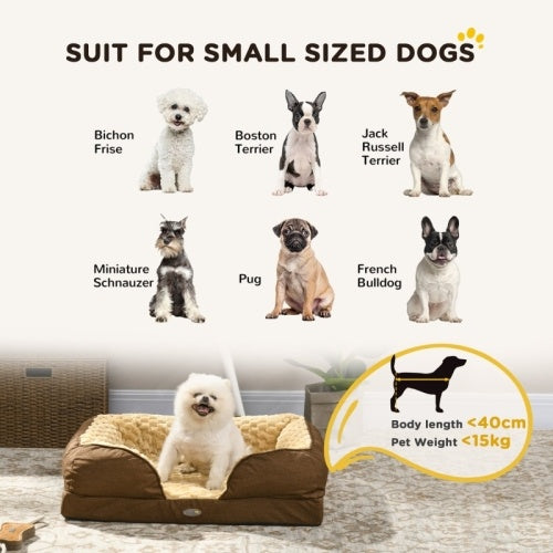 Calming Brown Flannel/Velvet Dog Bed