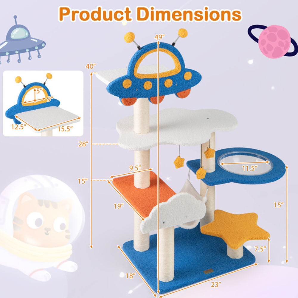 49" Space-Themed Cat Tree with Capsule & Hammock